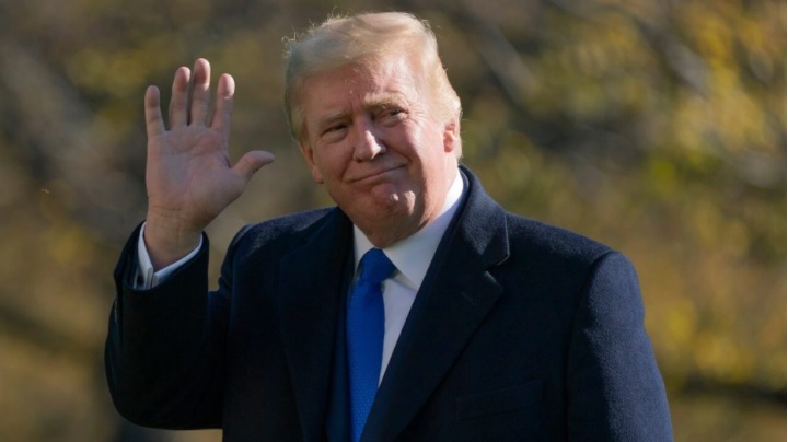 FILE - President Donald Trump walks on the South Lawn of the White House in Washington, Sunday, Nov. 29, 2020, after stepping off Marine One. (AP Photo/Patrick Semansky)