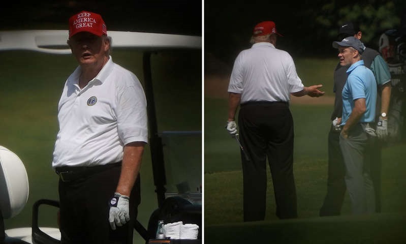 PICTURED: Donald Trump golfing with staunch ally Jim Jordan