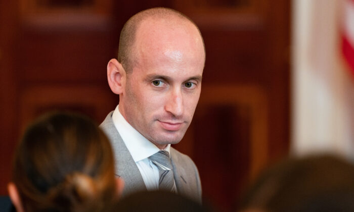 Then White House senior adviser Stephen Miller at an event at the White House in Washington on July 8, 2020. (Anna Moneymaker-Pool/Getty Images)